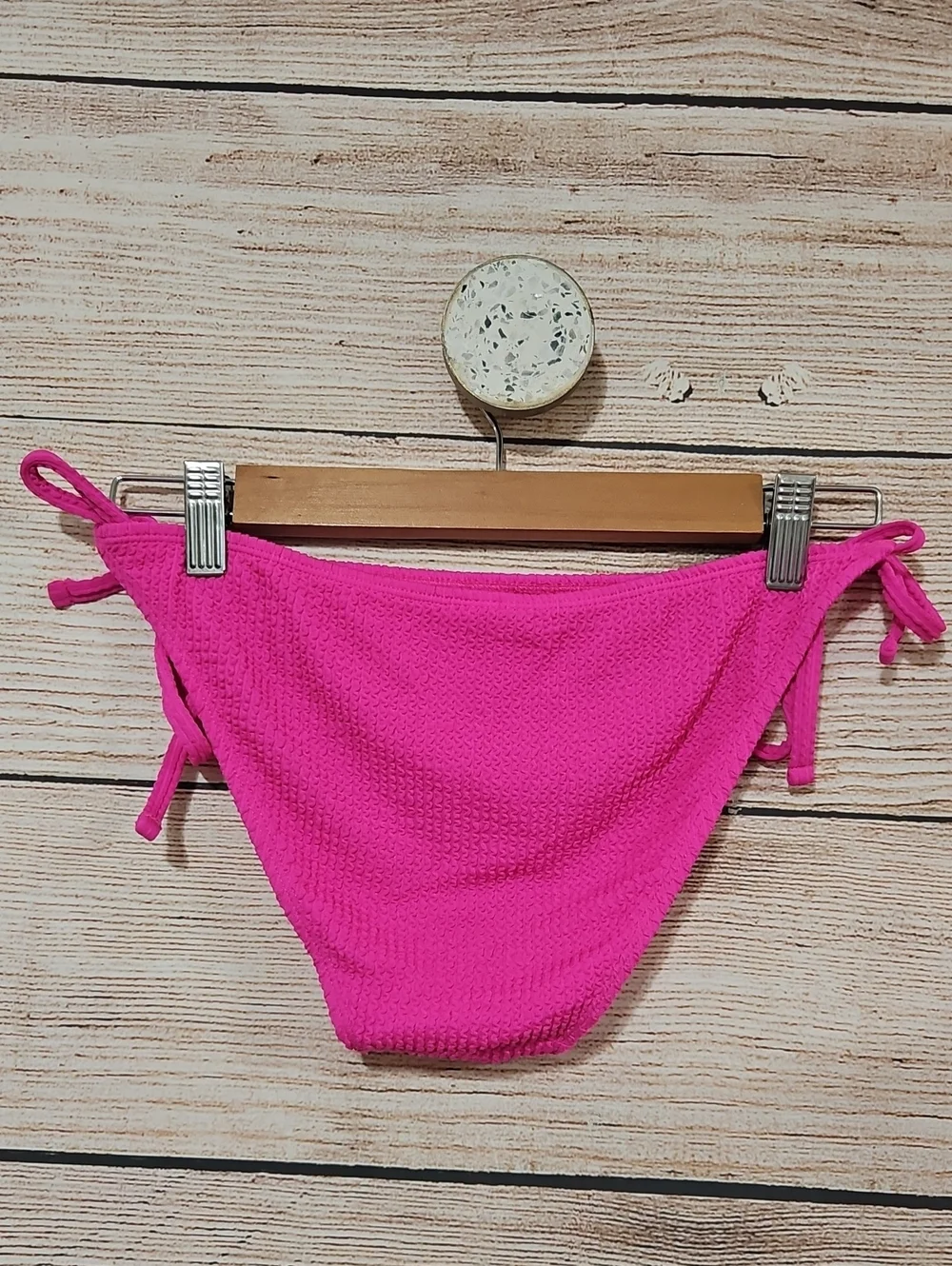 Lucky Brand Hot Pink Side-Tie Textured Bikini Bottoms Medium